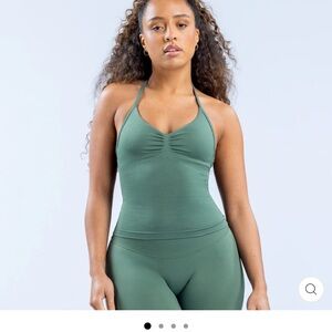 Dfyne Impact Longline Strappy Top & Impact Legging SET Pistachio